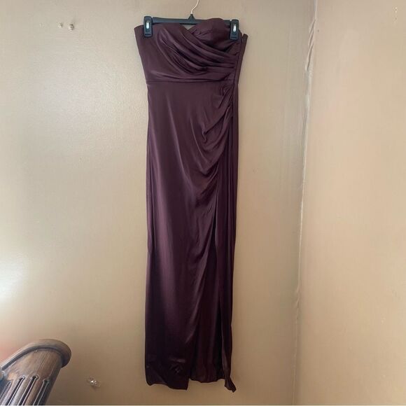 NWT Michael Costello x REVOLVE Dimity Gown Chocolate Brown satin maxi gown XS - Picture 10 of 10